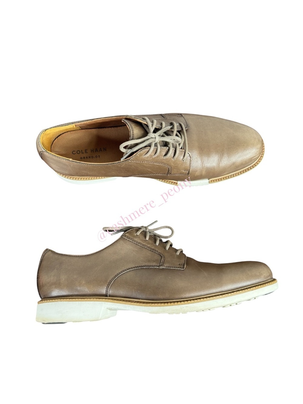 Cole Haan Mens Great Jones Plain Smoke Brown Leather Strap Oxford Size 12
